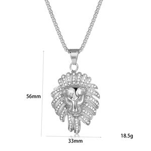 Collier avec pendentif en zircon et crinière de lion en acier inoxydable plaqué or 18 carats Chaîne à maillons tendance pour les cadeaux de mariage chrétien - Product Image 6