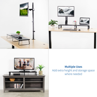 Support pour double écran avec surface en bois et pieds en métal, brun rustique, certifié CARB, Maiernuo T080
