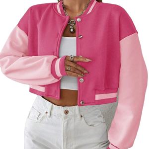 Chaqueta de mujer hecha a medida de alta calidad cuero transpirable/algodón Letterman/estilo universitario impermeable acabado ecológico - Product Image 1