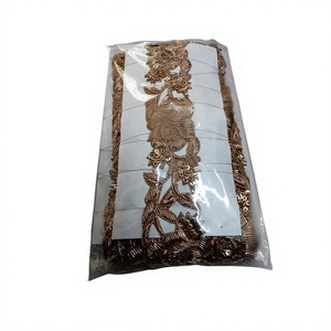 Bordure en dentelle 100 % polyester brodée à la main, motif floral traditionnel Dabka Nakshi, décorée de paillettes, vente en gros - Product Image 1