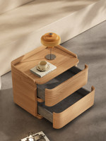 Table de chevet moderne minimaliste en bois massif de luxe léger avec tiroir de rangement pour petits appartements, mobilier de maison