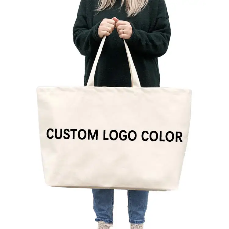 Custom printed everything oversized calico cloth shopping cotton grocery boat bag extra large plain canvas tote bag with logo