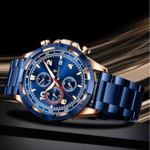 Poedagar 685 New Fashion Men Quartz Watch 47MM Dial Waterproof Multi-Functional Chronograph Stainless Steel Business Watch - Product Image 2