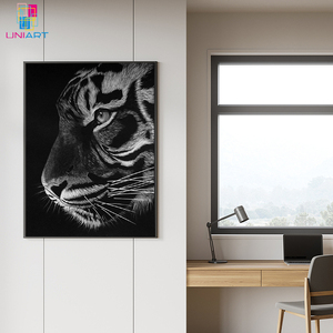 Decoración de pared UNIART, pintura en <span class=keywords><strong>lienzo</strong></span> de <span class=keywords><strong>tigre</strong></span> blanco y negro, carteles modernos de animales e impresiones, Cuadros, cuadro de pared, decoración del hogar para sala de estar - Product Image 4