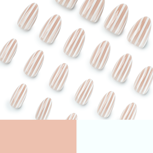 <span class=keywords><strong>Faux</strong></span> ongles courts en amande à presser, minimalistes, à rayures colorées, réutilisables, en gros - Product Image 4