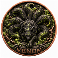 Pièce de monnaie en cuivre pur 999 de 1 oz, série Renard à neuf queues, motif animalier de dessin animé, couleur UV, en relief, édition de collection
