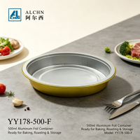 ALCHN Plat à sauce rond en aluminium avec couvercle en plastique, récipient jetable, compatible four, recyclable, qualité alimentaire PET