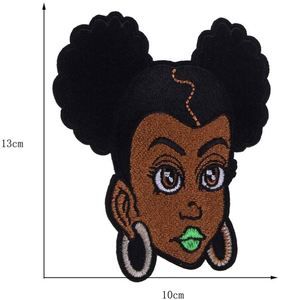 Patchs brodés personnalisés à thermocoller pour vestes, jeans et chapeaux, motifs Fille africaine et Femme noire - Product Image 3