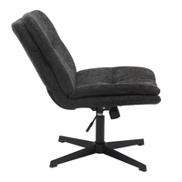 Fauteuil de salon moderne KD avec structure métallique, assise en tissu, hauteur réglable, pivotant, noir