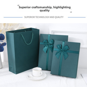 Factory Direct Rectangle Dark <strong>Green</strong> Reusable <strong>Gift</strong> Box with Bow Ribbon Heaven and Earth Cover Elegant Packaging for <strong>Gifts</strong> - Product Image 3