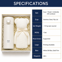 Ensemble Cadeau d'Affaires Personnalisé avec Logo : Gobelet, Serviette, Parapluie – Souvenir d'Entreprise, Boîte Premium Mix & Match, Prix Bas, Vente en Gros
