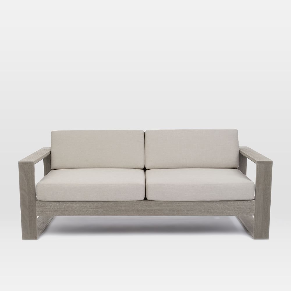 Easy cleaning two seat garden courtyard teak wood outdoor furniture sofa with cushion