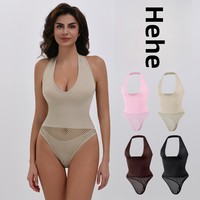 Combinaison Halter Femme Sans Couture en Nylon, Design Sexy au Dos, Body Sculptant la Taille ; Lingerie Gainante Grande Taille Effet Ventre Plat et Rehaussement des Fesses