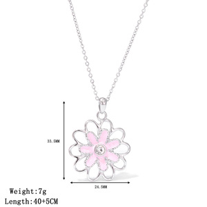 Collar con Colgante de Flor de Margarita Rosa Romántico y Lindo, Chapado en Oro de 18K, de Acero Inoxidable, Diseño Delicado, para Mujer - Product Image 5