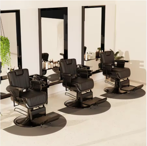 Chaise de coiffure professionnelle, mobilier de salon de coiffure, pompe hydraulique, moderne, classique, inclinable, luxe, noire, chaise de barbier pour hommes - Product Image 6