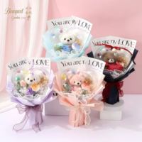 Kedatangan Baru Buket Bunga Sabun Cantik Berwarna-warni Berbentuk Beruang Kardus Tahan Air Ramah Lingkungan Hadiah Unik Hari Valentine Natal