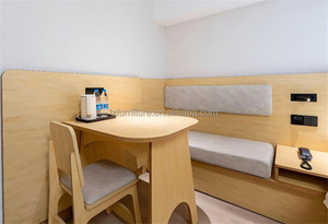 Modern Hotel <b>Bed</b> with Bedding <b>Sheets</b> MDF Panel wood Twin Size <b>Single</b> <b>Bed</b> Frame with Wood Panel Headboard for 3-Star Hotel Room - Product Image 4