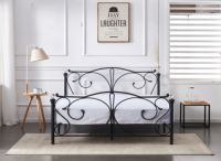 Lit en fer noir simple moderne personnalisé, lit en métal pour la maison, lit double, lit simple, lit king-size