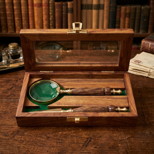 Mejor calidad hecho a mano Sheesham madera antigua imitación pulido Magnifine vidrio cuchillo caja de madera INAM artesanías estilo europeo - Product Image 3