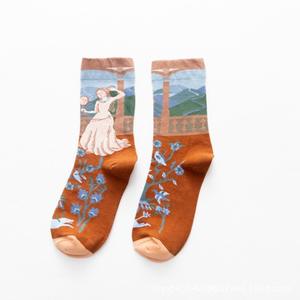<span class=keywords><strong>Chaussettes</strong></span> Femme Mode Vintage Peinture Française Couleur Style Hiver Chaud Doux Crew Coton Femme <span class=keywords><strong>Chaussettes</strong></span> Vente en Gros 2025 - Product Image 2