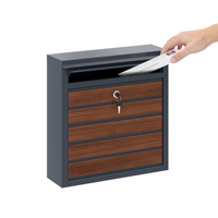 Boîte aux lettres murale aspect bois, en acier galvanisé, verrouillable, pour extérieur, avec couvercle anti-pluie et chaîne de sécurité