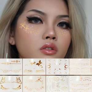 Pegatinas de estrellas y lunas con lámina dorada, tatuajes temporales, pegatinas de pecas para el Día del Niño, venta al por mayor transfronteriza - Product Image 5