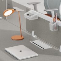 Postazione di Lavoro Moderna per 4 Persone, Scrivania Modulare Ergonomica in MDF con Rivestimento in Polvere Ecologico, Gestione Cavi e Partizioni per Ufficio
