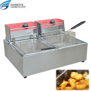 商業用電気2タンク2バスケットフライヤー工業用フライヤーポテトチップスフライパンスナックショップ用 - Product Image 1