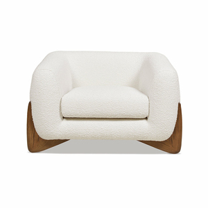 كرسي بذراع استرخاء أبيض بنمط اسكندنافي حديث منجد على الطراز الاسكندنافي - Product Image 4