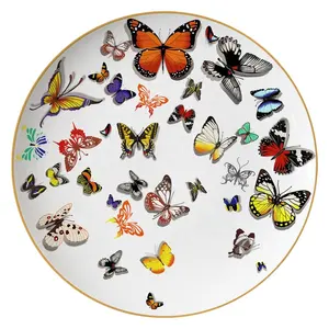 Joy-vajilla de cerámica con estampado de mariposas, plato de cena personalizado, juego de vajilla de cerámica amigable con el microondas