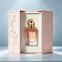 Boîte cadeau écologique faite à la main à double porte pour parfum, avec impression botanique élégante en feuille d'or et doublure en tissu doux, pour une seule bouteille de parfum
