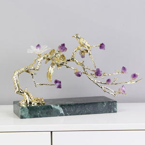 Luxe Salon Porche Meuble TV Armoire À Vin Bibliothèque Décorations Améthyste Riche Arbre Lumière Métal Artefact Charme - Product Image 2