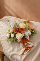 Ramo de Novia Romántico Europeo de Lujo en Tono Naranja, Flores Artificiales de Seda, Accesorio de Fotografía para Bodas, Decoración para el Hogar, Nueva Llegada