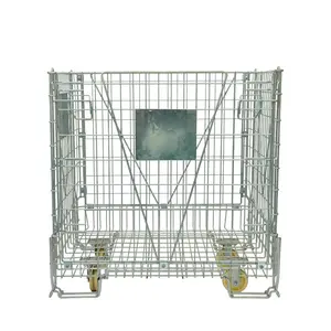 Cage pliable industrielle en acier galvanisé, fil de rangement sous forme d'animaux, cage avec roue empilables