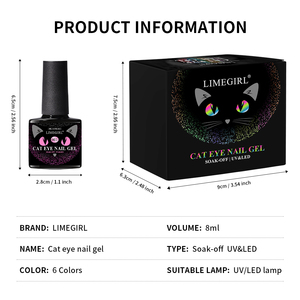 Set <span class=keywords><strong>de</strong></span> Esmalte <span class=keywords><strong>de</strong></span> <span class=keywords><strong>Uñas</strong></span> en Gel Semipermanente Efecto Ojo <span class=keywords><strong>de</strong></span> Gato Limegirl, 6 Colores Holográficos Brillantes, Herramientas Magnéticas, Compatible con Curado UV LED - Product Image 2