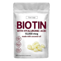 Complément de biotine OEM avec huile de coco en gélules à libération rapide pour des cheveux, une peau et des ongles sains – Capsules de beauté pour femmes en vrac