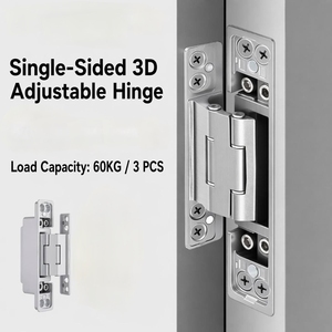 3D Adjustable Concealed Hinge 130x28mm Single Side Invisible Door Hinge Satin Chrome Zinc Alloy for <b>Slim</b> Aluminum Frame Door - Product Image 4