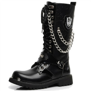 Amazon.com: Botas de motociclista punk para hombre, de piel, con cadena de  carreras, botas militares de invierno : Ropa, Zapatos y Joyería