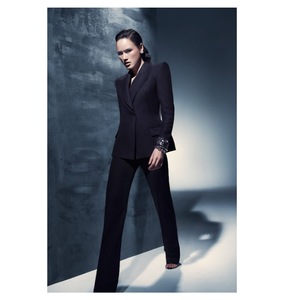 Prix usine Blazer Femme Avec Pantalon Style De Luxe En Stock Nina Pantalon Évasé Tissu De Haute Qualité Enzo Vietnam Usine - Product Image 3