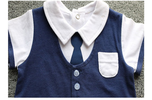 100% coton gentleman type col <span class=keywords><strong>polo</strong></span> à manches courtes bébé garçon barboteuse combinaison pour l'été - Product Image 5