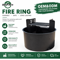 Anneau de feu en acier pour camping, robuste, rond, noir, pour terrains de camping