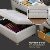 Meubles modernes de luxe en cuir avec rangement pour chambre à coucher lits escamotables lit multifonctionnel en cuir avec tatami de massage lit double audio intelligent