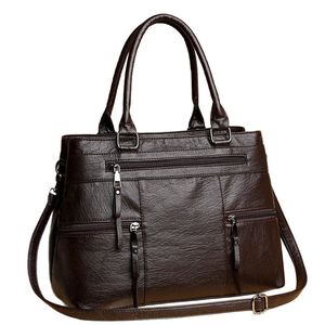 New Elegant Luxury Large Capacity Crossbody <b>Tote</b> Bag Two Handles PU Leather Summer Water Resistant Zipper Urban Simplicity Young - Product Image 6