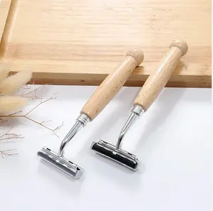 Hot Sale Organic High-Quality Stainless Steel Double Triple Blades Shaving Razor With Bamboo Handle