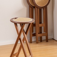 Tabouret de bar pliable en bambou moderne - Utilisation à domicile et en extérieur, design durable, portable et compact