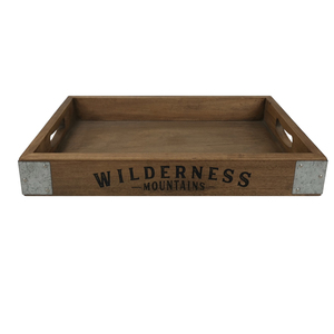 Wholesale Custom Logo <strong>Print</strong> Vintage Acacia Wood Ottoman <strong>Trays</strong> Wooden <strong>Serving</strong> <strong>Tray</strong> with Handle - Product Image 1