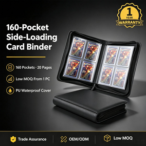 Classeur de cartes de trading FX 9 pochettes, étanche, en cuir PU, avec fermeture éclair, album de cartes à 9 grilles, pages PP à chargement latéral, capacité 900 cartes, collection TCG - Product Image 1