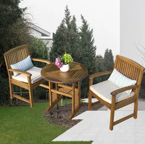 Muebles de patio personalizados de fábrica, mesa y silla de jardín de madera maciza para exteriores, mesa redonda de estilo past