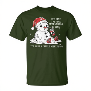 Maglietta Promozionale Natalizia con Pupazzo di Neve per Adulti, Manica Corta Unisex, Collo Tondo, Stampa Digitale, Design Festivo - Product Image 3