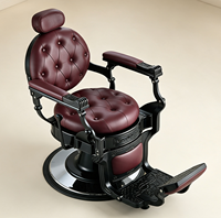 Fauteuil de Barbier Rétro Exquis et Antique, Capitonnage Hydraulique Inclinable, Mobilier Professionnel pour Salon de Coiffure